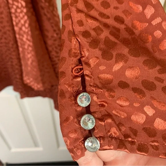 ASOS Jacquard Rust Puff Sleeve Mini Dress, size 6 - Picture 9 of 13